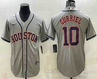 Mens Houston Astros #10 Yuli Gurriel Grey Stitched MLB Cool Base Nike Jersey